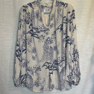 FP Flowy Blue and White Blouse - SEE CALLOUTS
